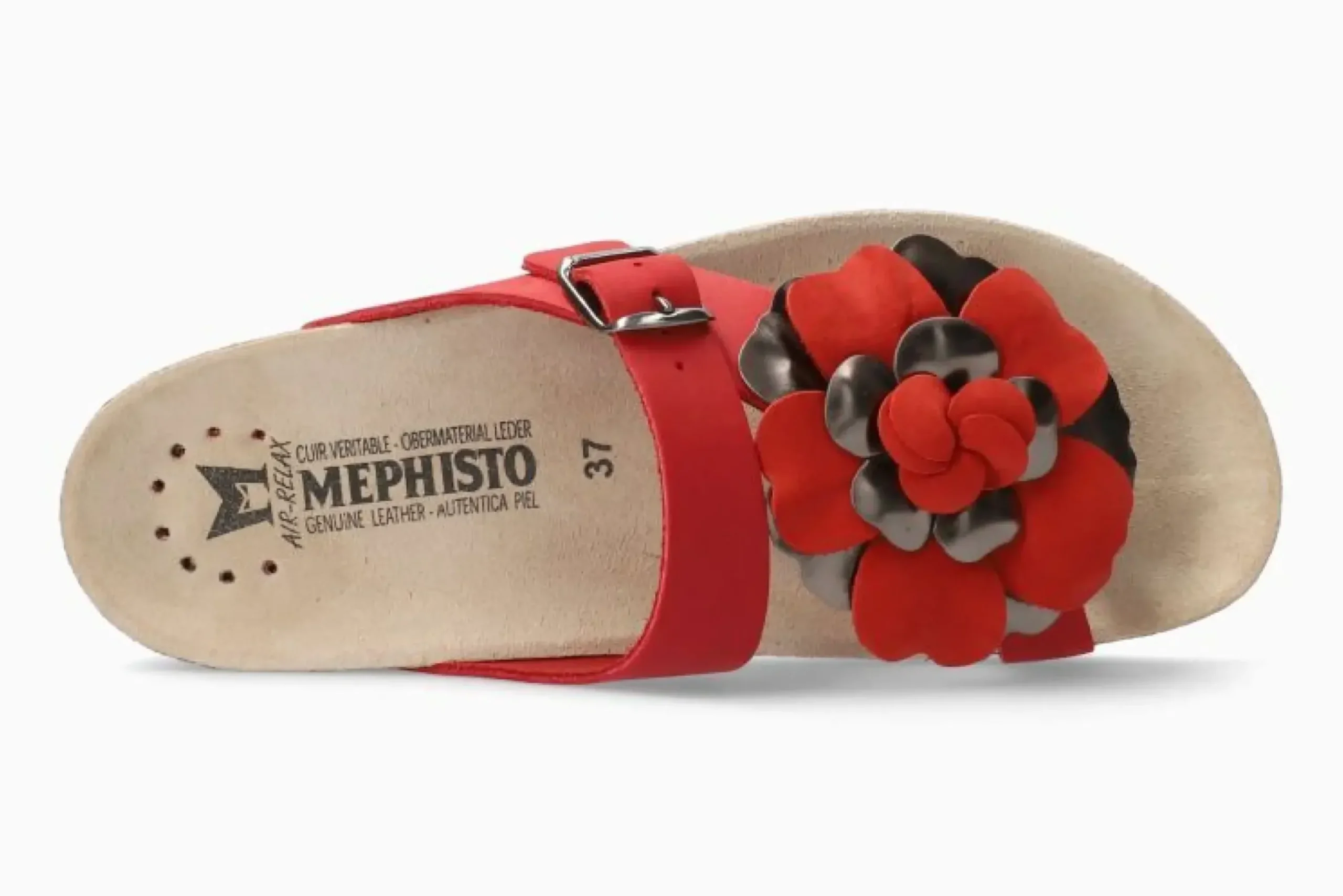 Discount Mephisto Helen Flower Red Thong Sandal