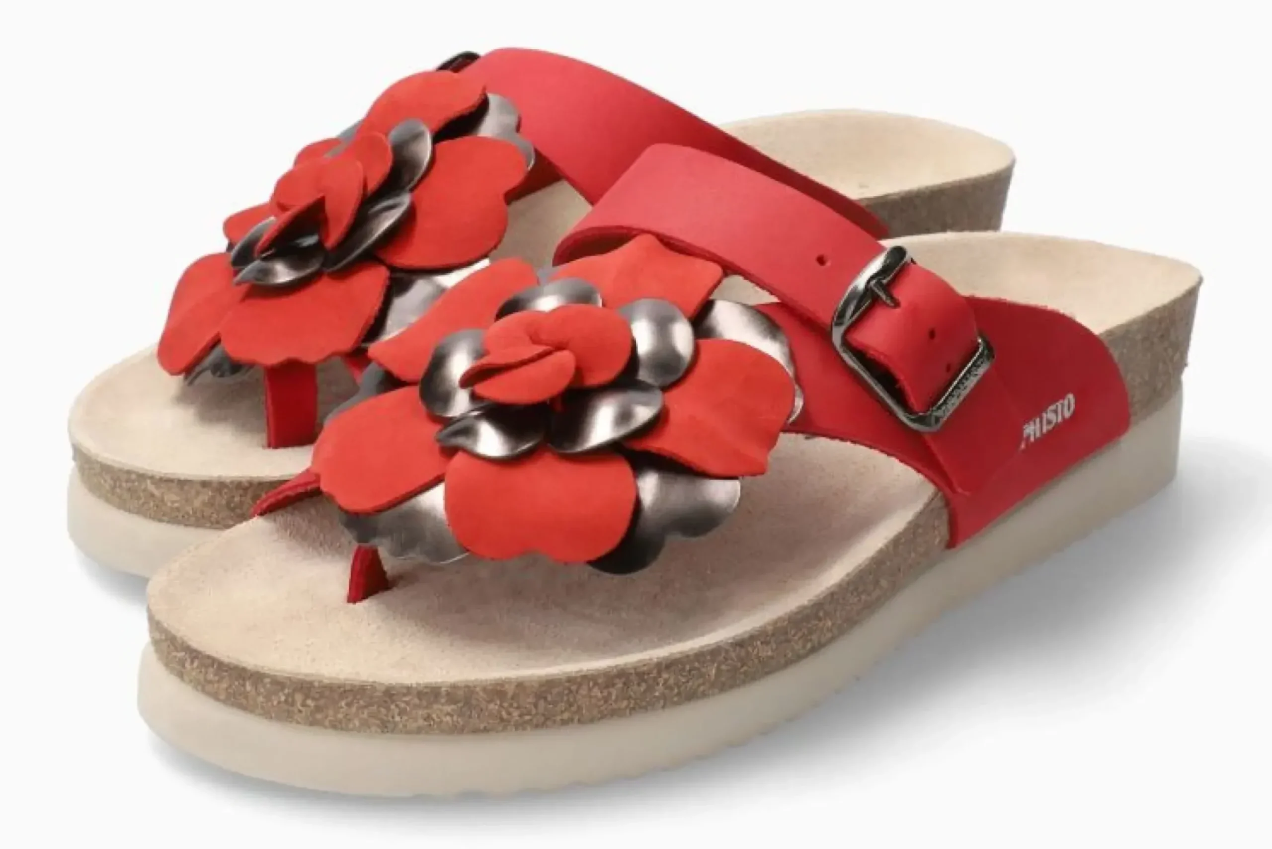 Discount Mephisto Helen Flower Red Thong Sandal