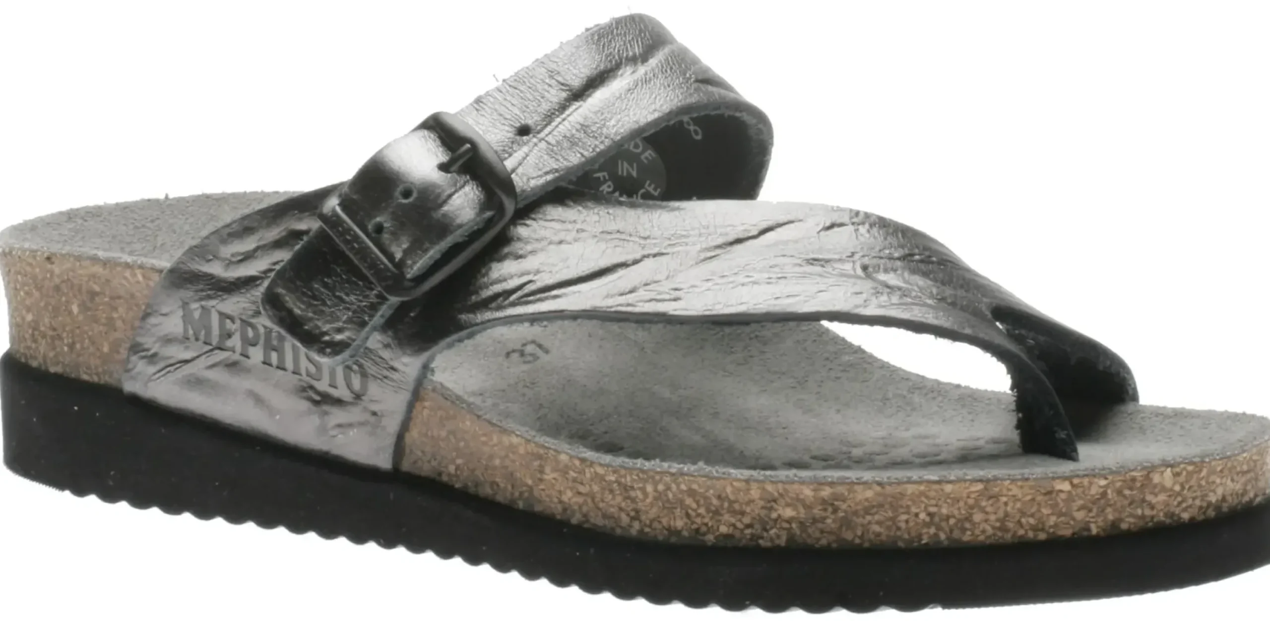 Best Mephisto Helen Metallic Grey Thong Sandal