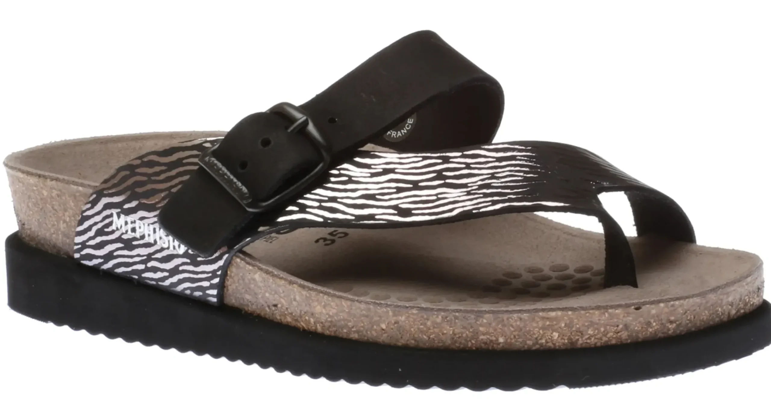 Best Mephisto Helen Zebra Black Thong Sandal