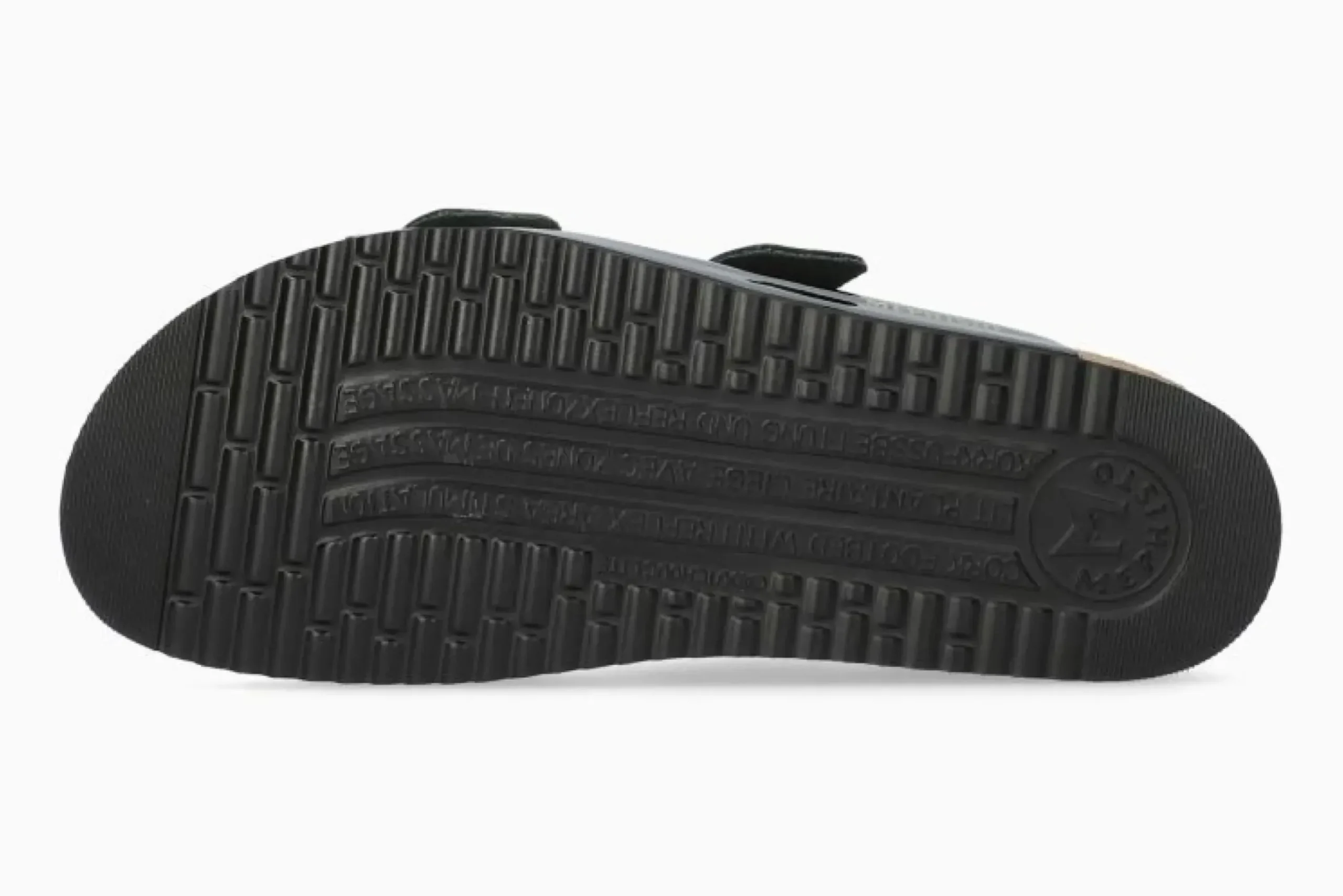 Online Mephisto Hester Black Patent Gold Buckle Slide Sandal