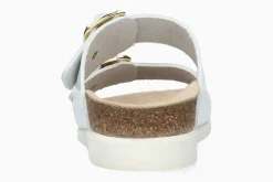 Clearance Mephisto Hester White Patent Gold Buckle Slide Sandal