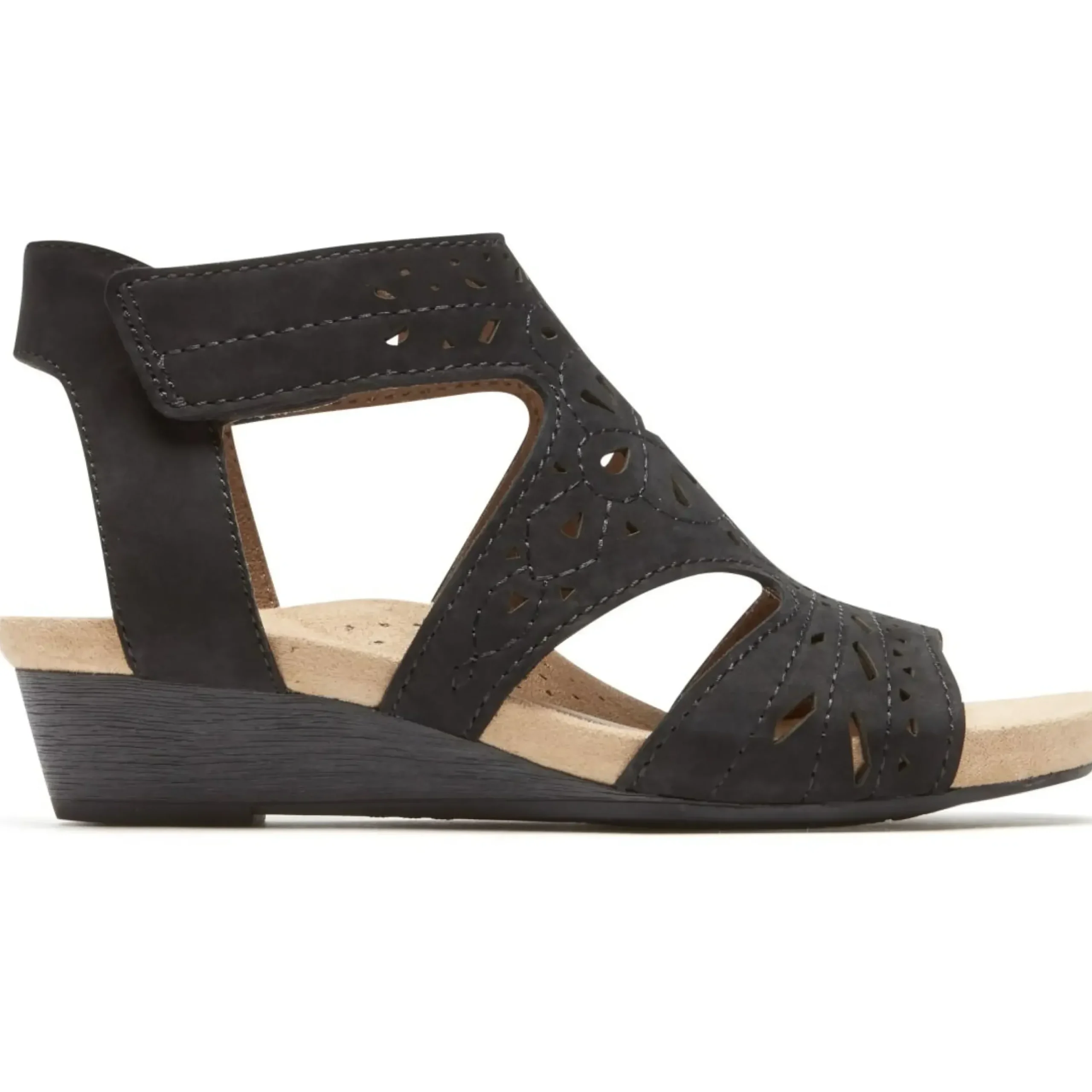 Rockport Hollywood Black Leather Hi Caged Sandal