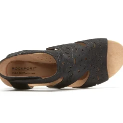Rockport Hollywood Black Leather Hi Caged Sandal