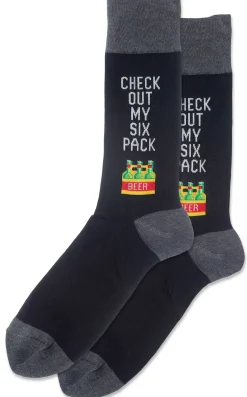 Clearance Hotsox Men's Check Out My Six Pack Crew Socks