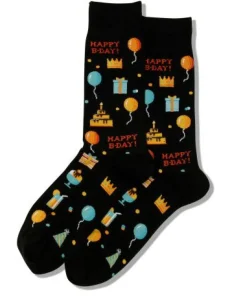 New Hotsox Men's Happy Birthday Crew Socks