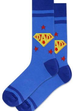 Clearance Hotsox Men's Super Dad Blue Crew Socks