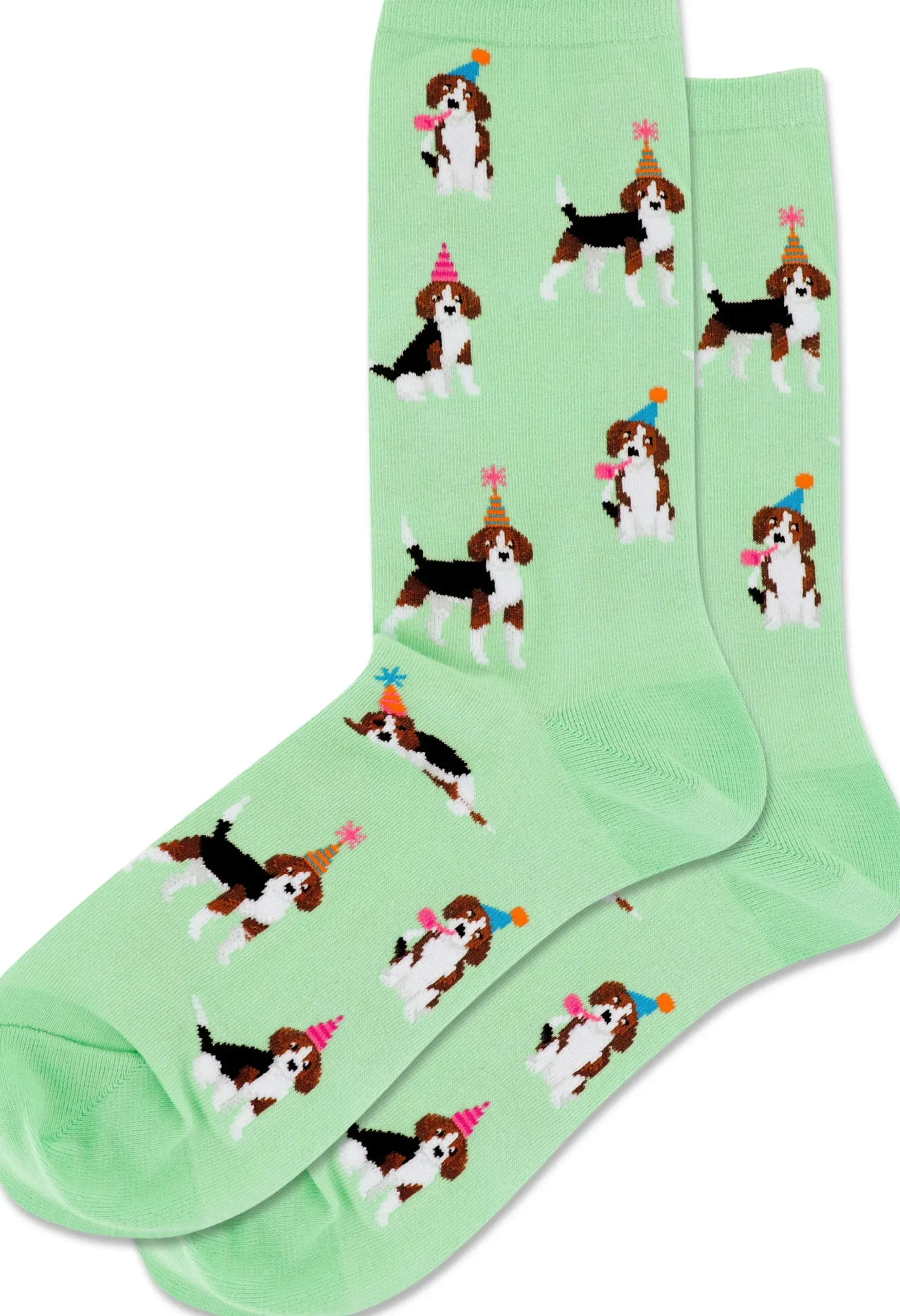 New Hotsox Women's Party Beagle Mint Crew Socks