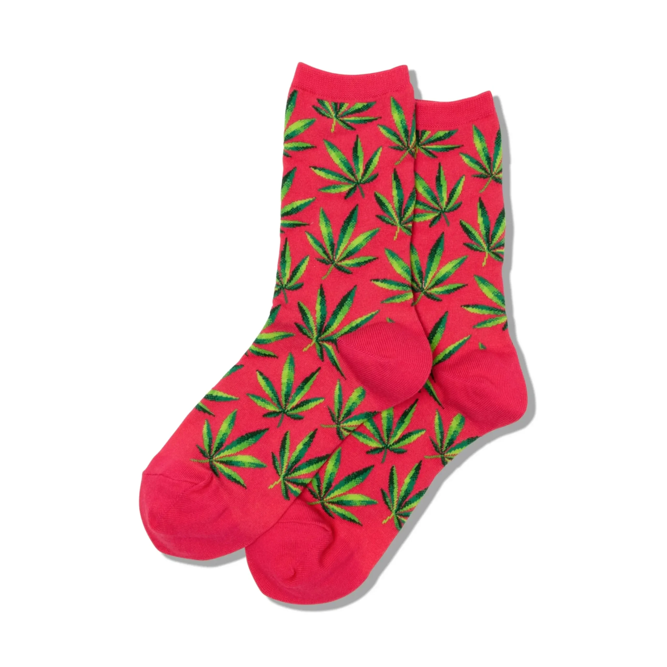 New Hotsox Women's Pink Weed Crew Socks