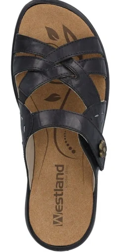 Outlet Romika Ibiza 99 Black Leather Slide Sandal