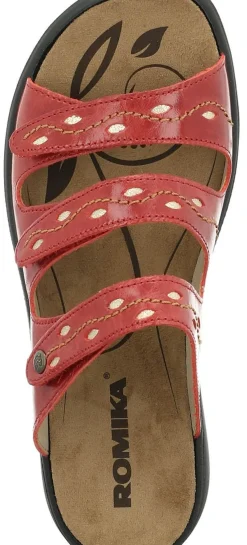 New Romika Ibiza 66 Red Leather Slide Sandal