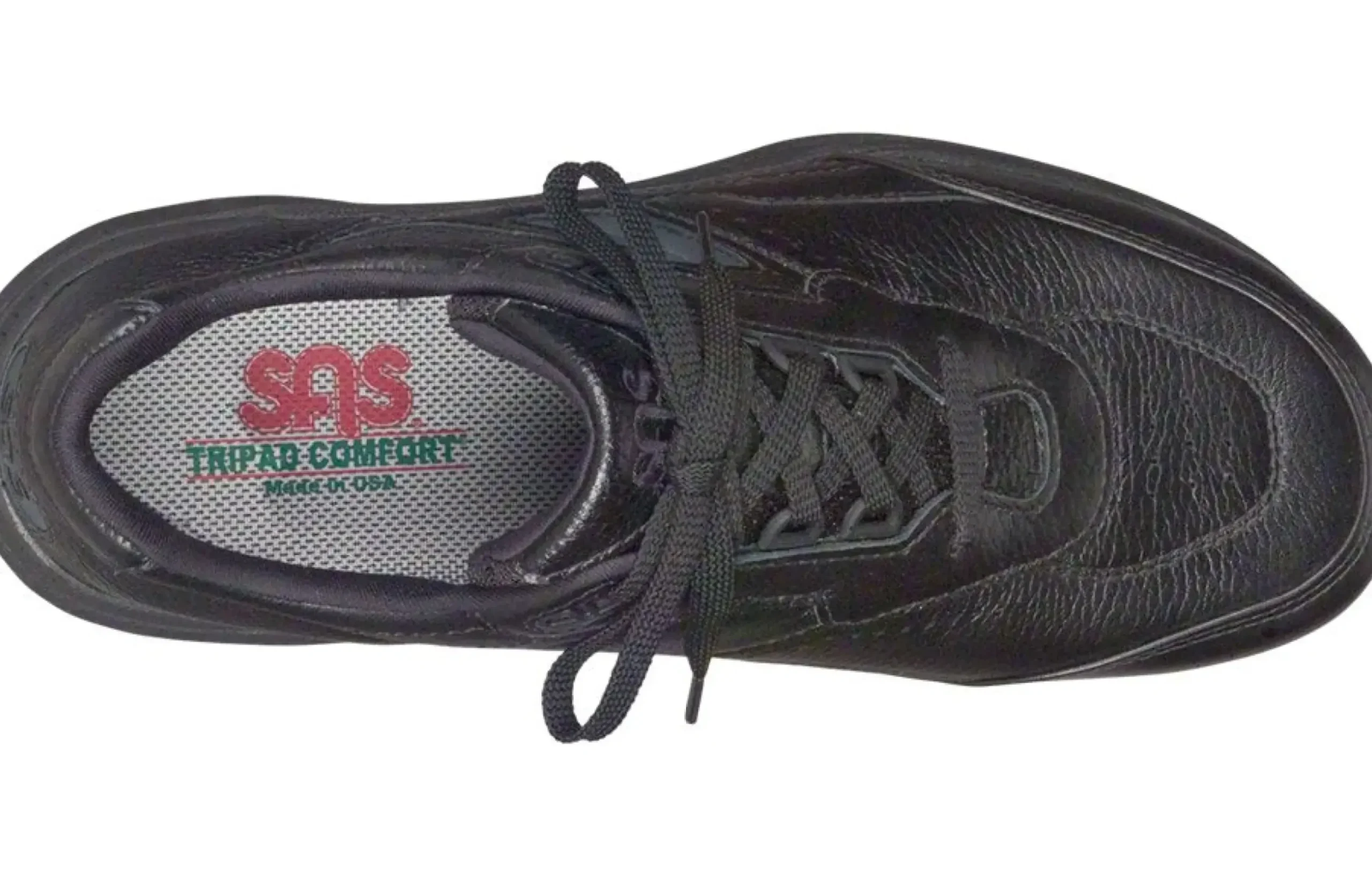 Clearance SAS Shoes Journey Black Leather Lace-Up Walking Shoe