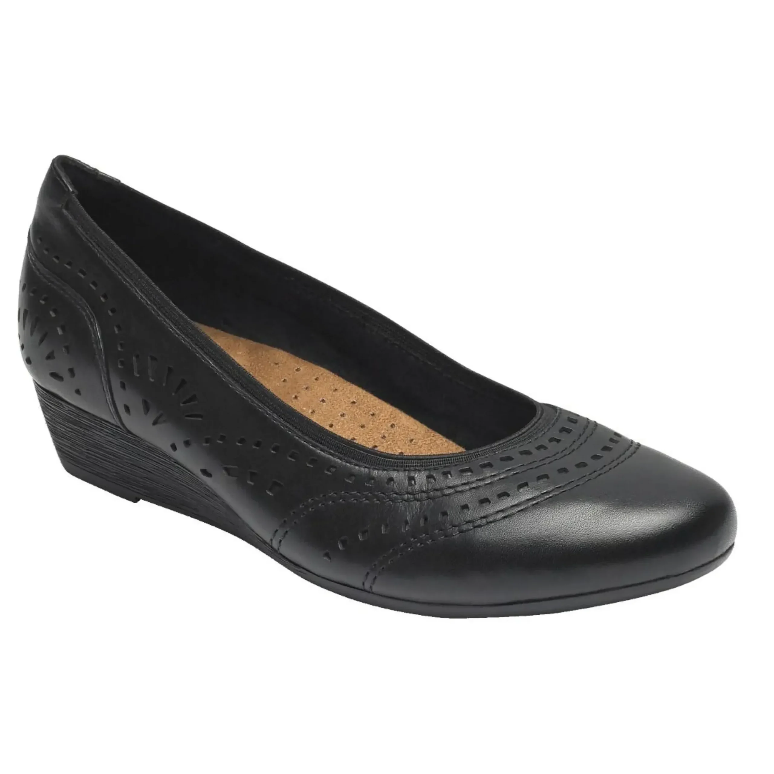 Hot Rockport Judson Black Perforated Leather Wedge Pump