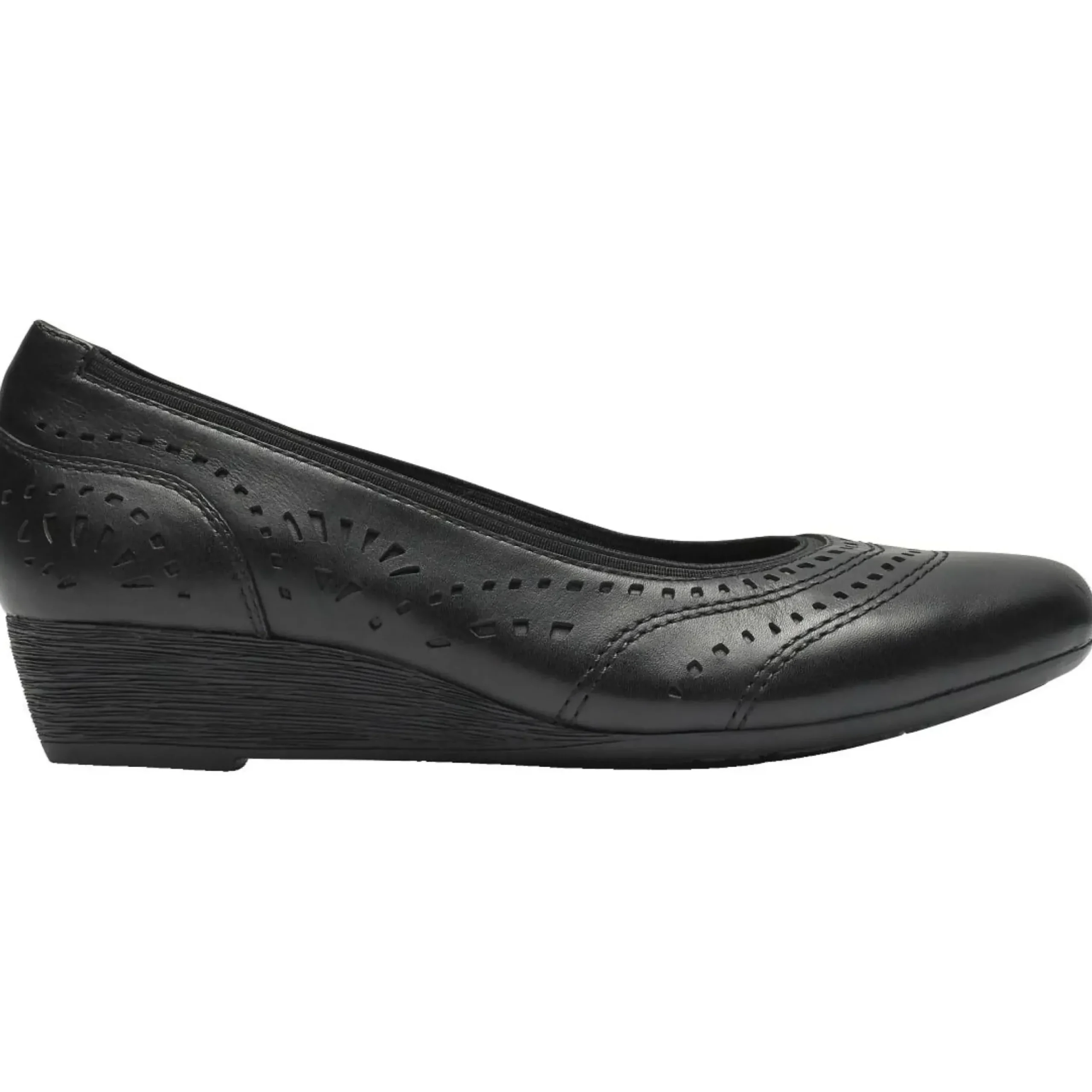 Hot Rockport Judson Black Perforated Leather Wedge Pump