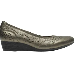 Best Rockport Judson Metallic Perforated Leather Wedge Pump