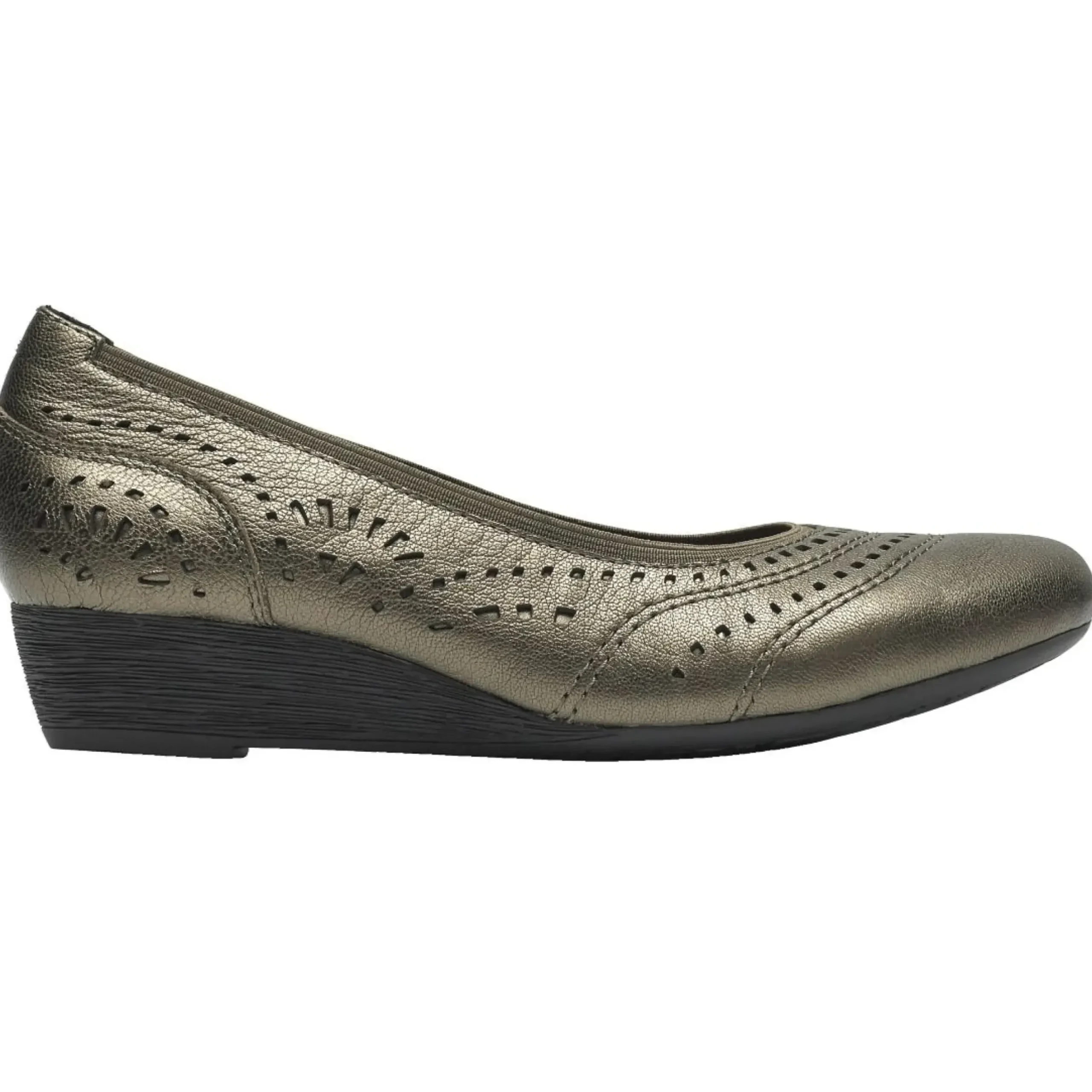 Best Rockport Judson Metallic Perforated Leather Wedge Pump