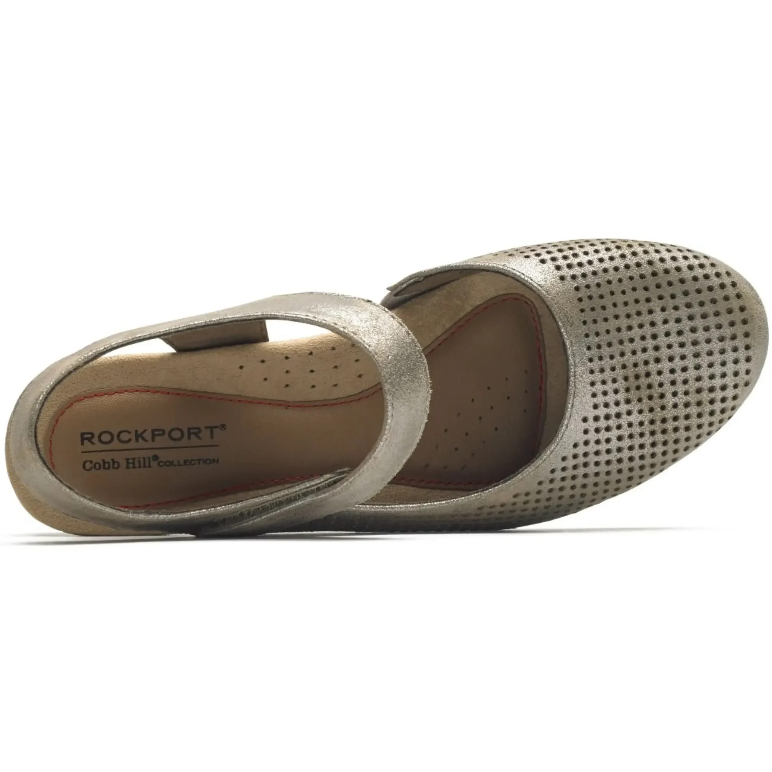 Sale Rockport Judson Metallic Perforated Leather Wedge Sandal