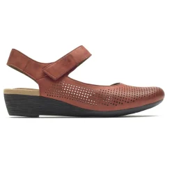 Outlet Rockport Judson Red Perforated Leather Wedge Sandal