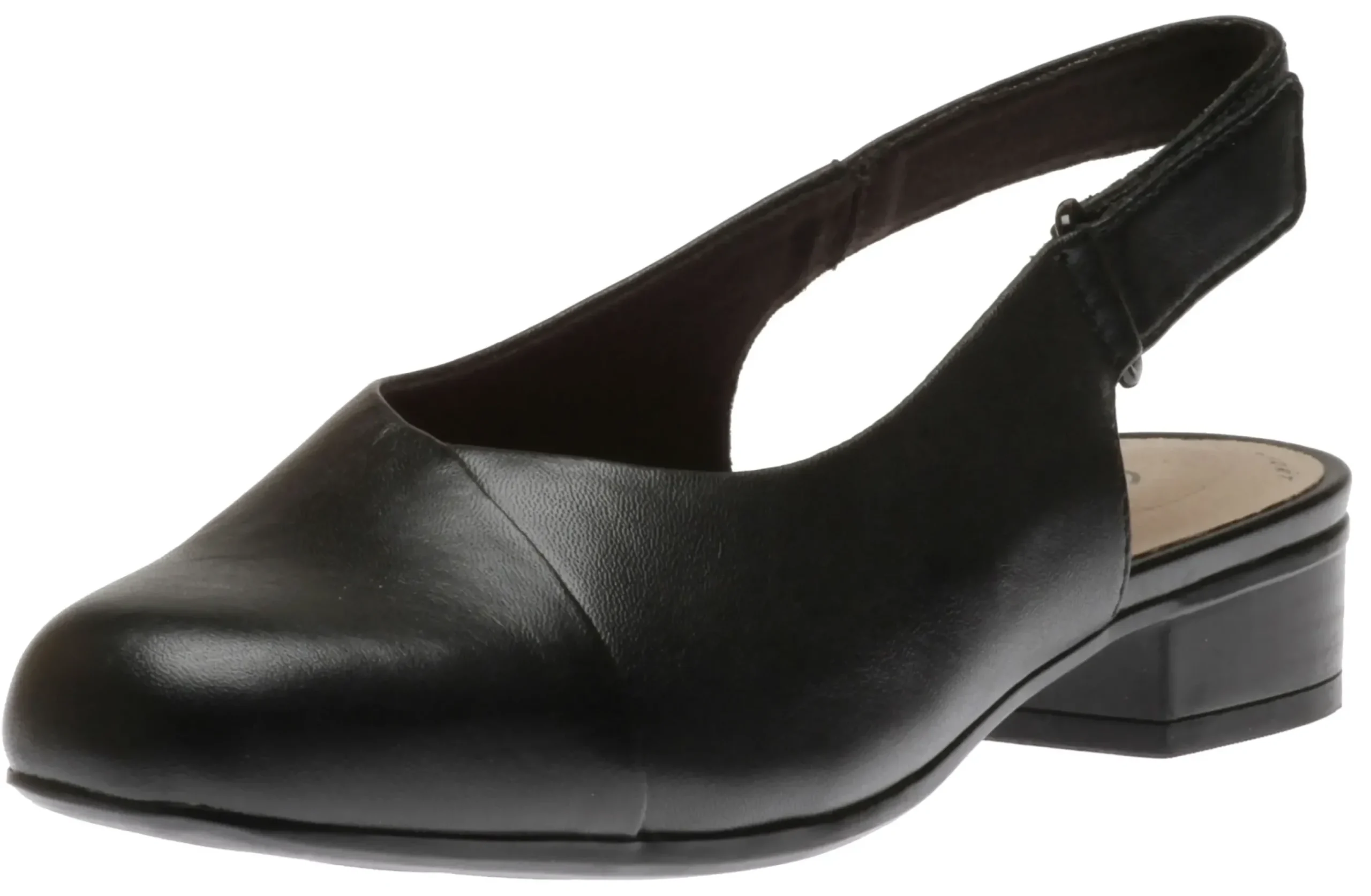 Best Clarks Juliet Pull Black Leather Slingback Heel