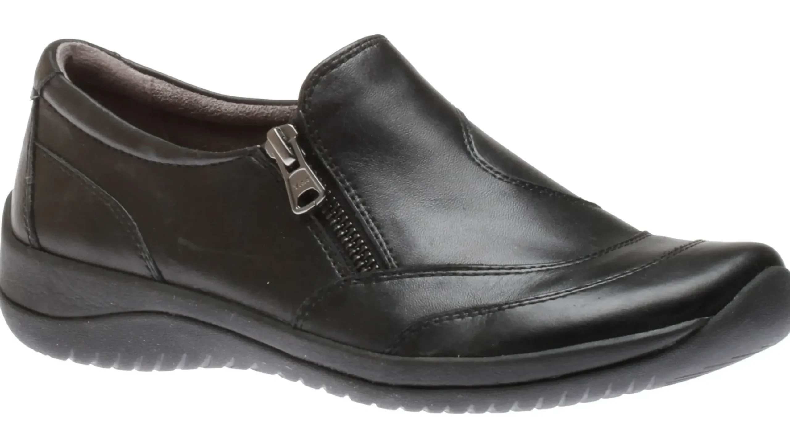 Outlet Earth Kara Faraday Black Leather Zipper Slip-On Shoe