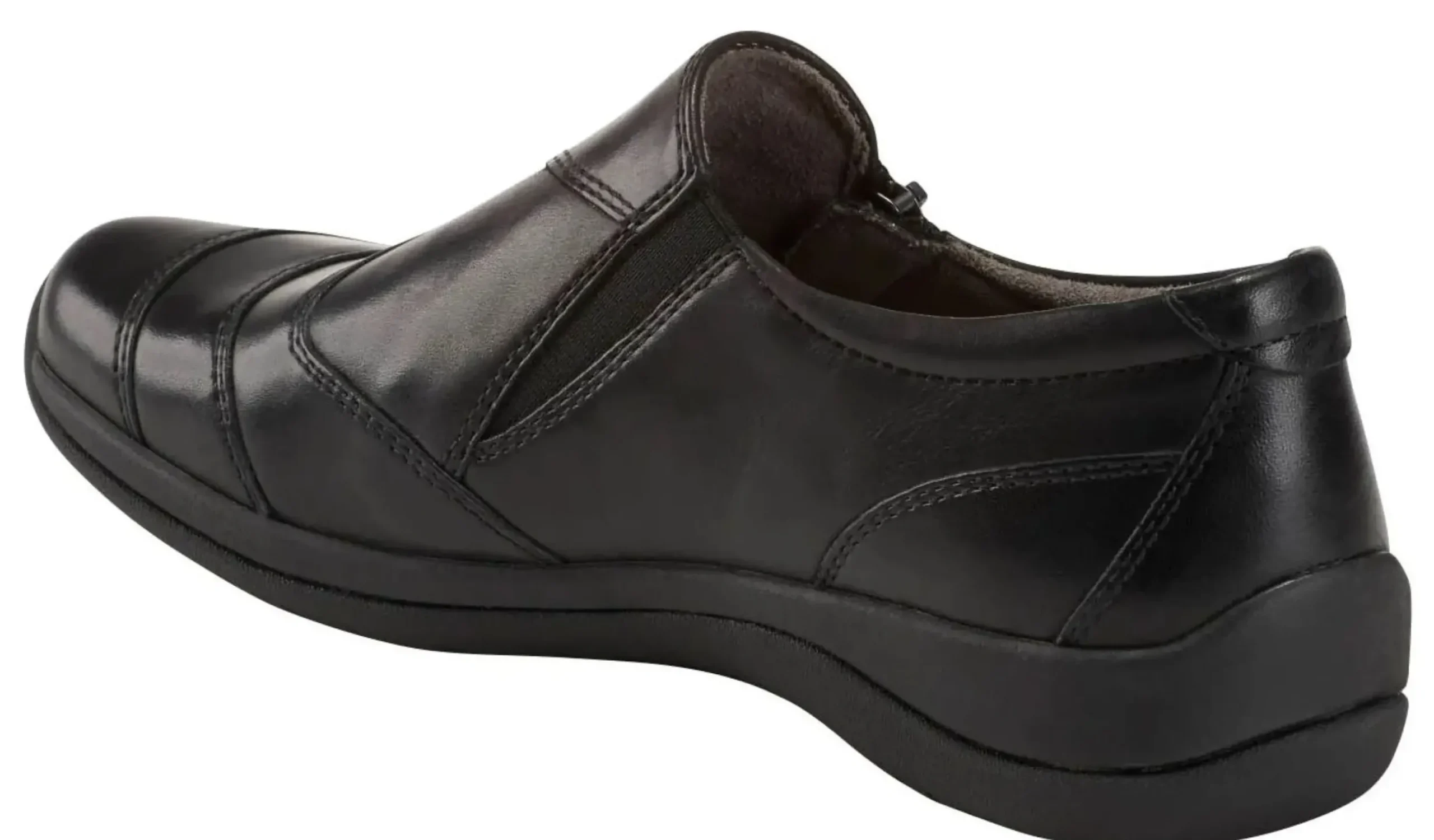 Outlet Earth Kara Faraday Black Leather Zipper Slip-On Shoe