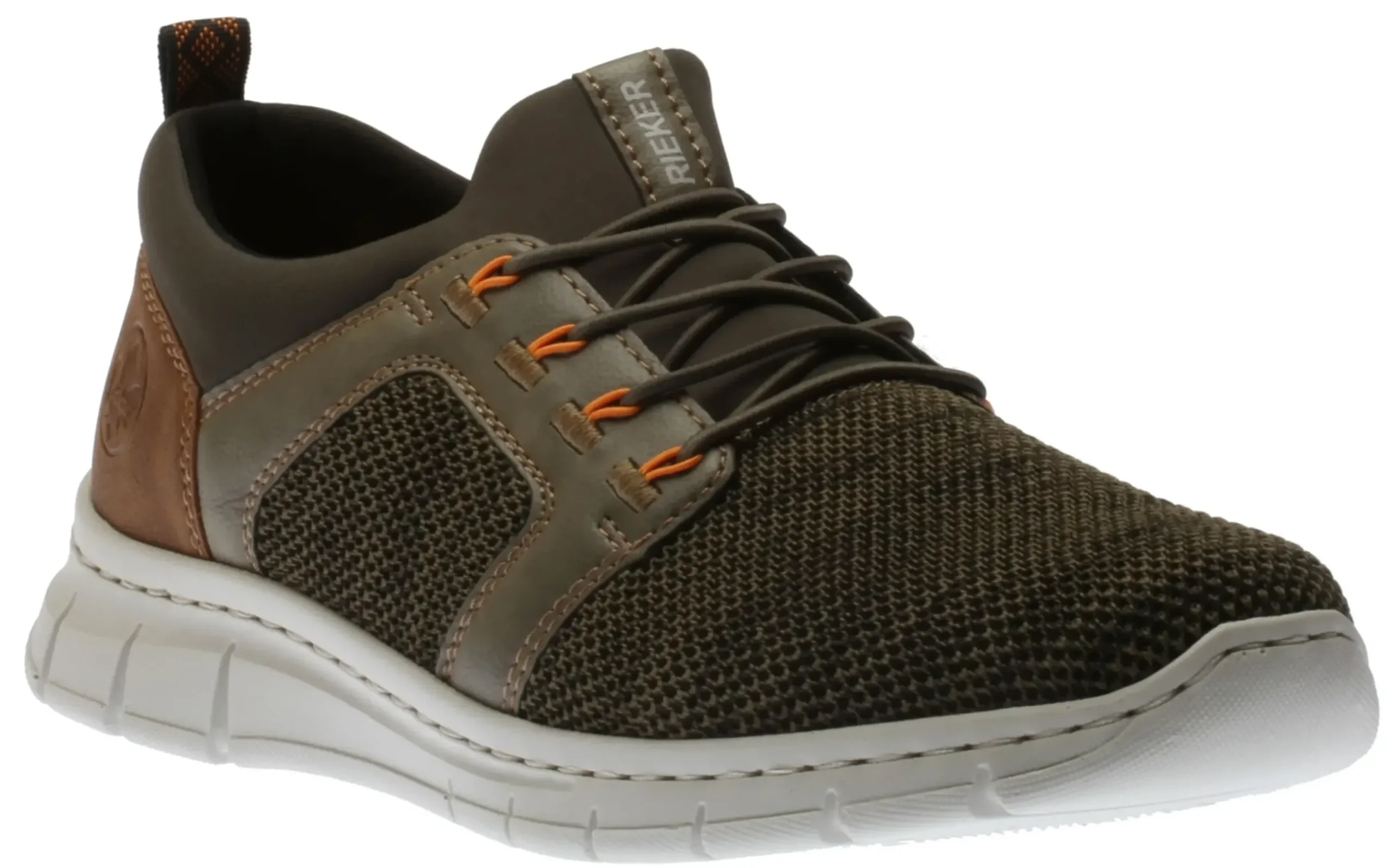 Rieker Knittech Green Brown Mesh Slip-On Bungee Sneaker