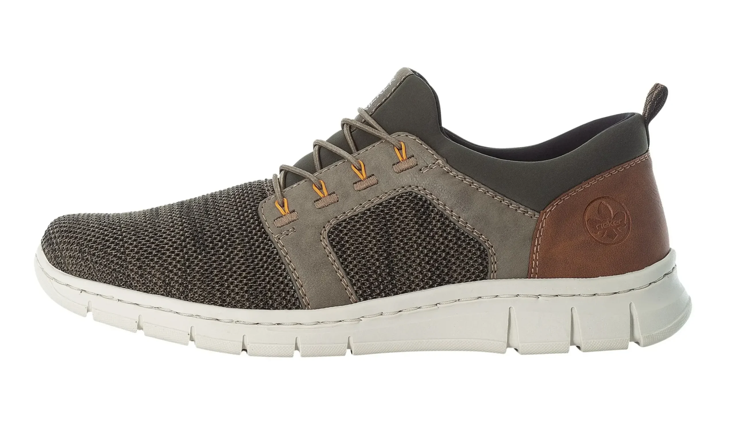 Rieker Knittech Green Brown Mesh Slip-On Bungee Sneaker