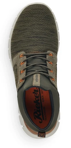 Rieker Knittech Green Brown Mesh Slip-On Bungee Sneaker
