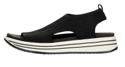 Remonte Knitup84 Black White Low Wedge Sandal