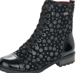 Sale Remonte Largo Black Grey Polka Dot Lace-Up Ankle Boot