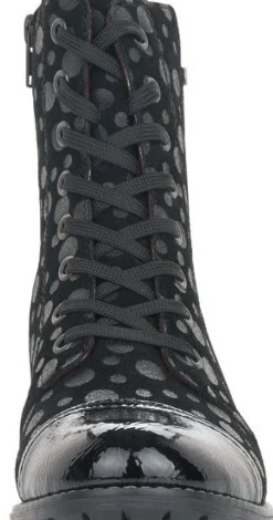 Sale Remonte Largo Black Grey Polka Dot Lace-Up Ankle Boot