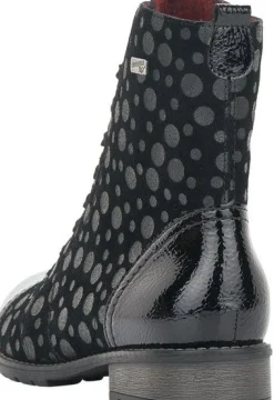 Sale Remonte Largo Black Grey Polka Dot Lace-Up Ankle Boot