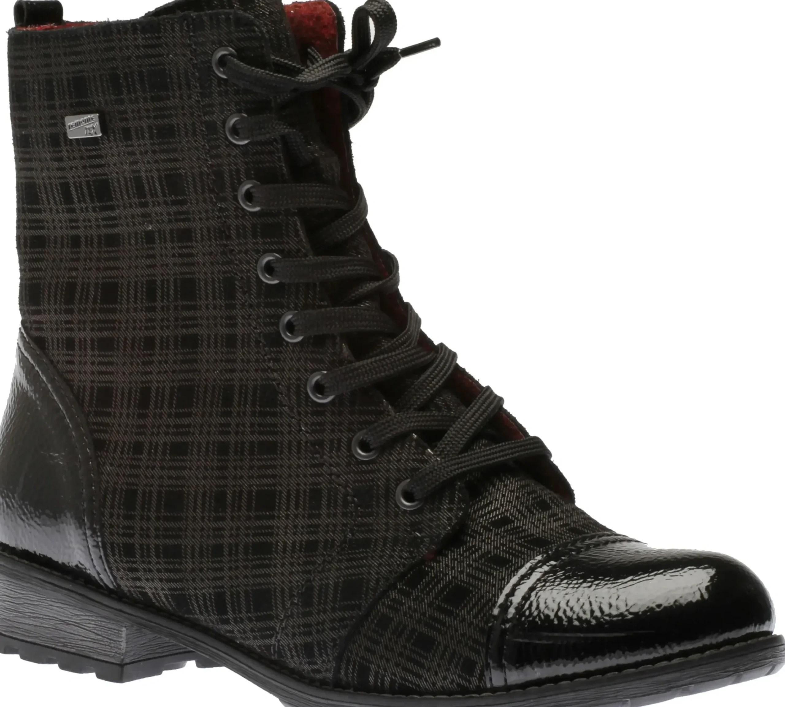 Online Remonte Largo Black Grey Tartan Ankle Dress Boot