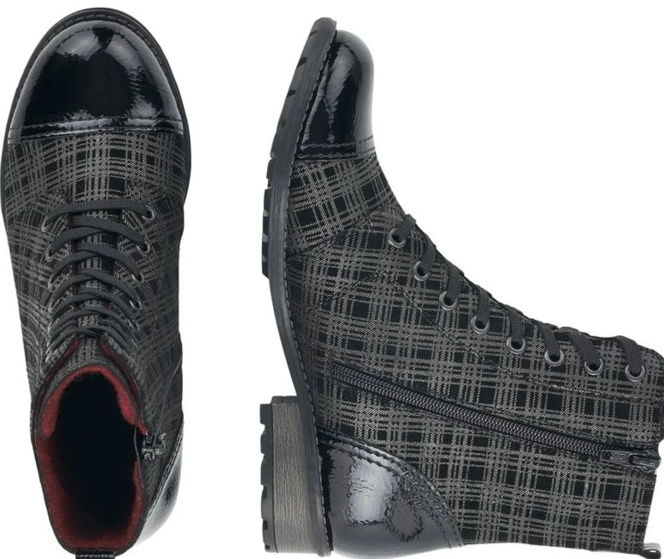 Online Remonte Largo Black Grey Tartan Ankle Dress Boot