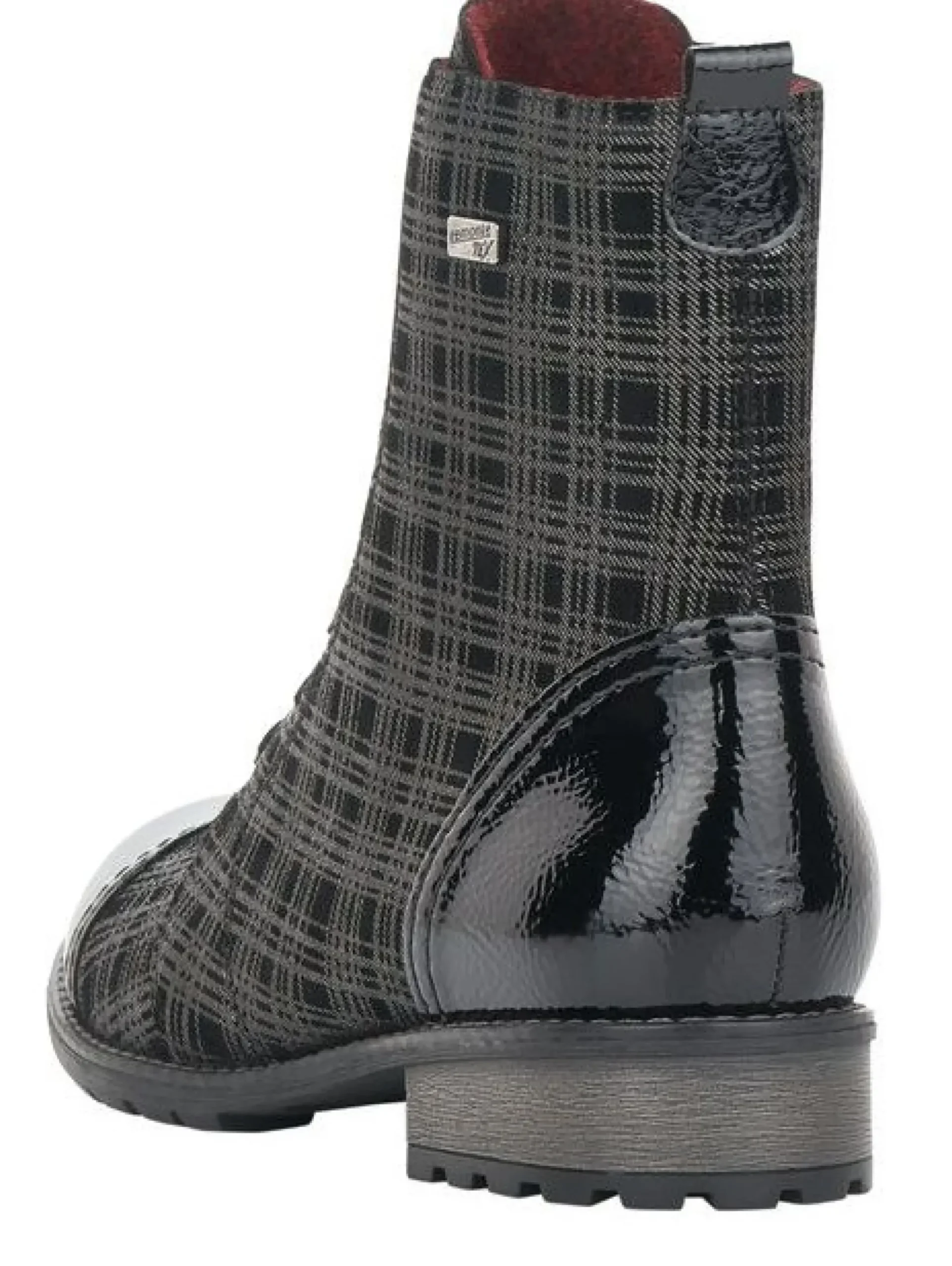 Online Remonte Largo Black Grey Tartan Ankle Dress Boot