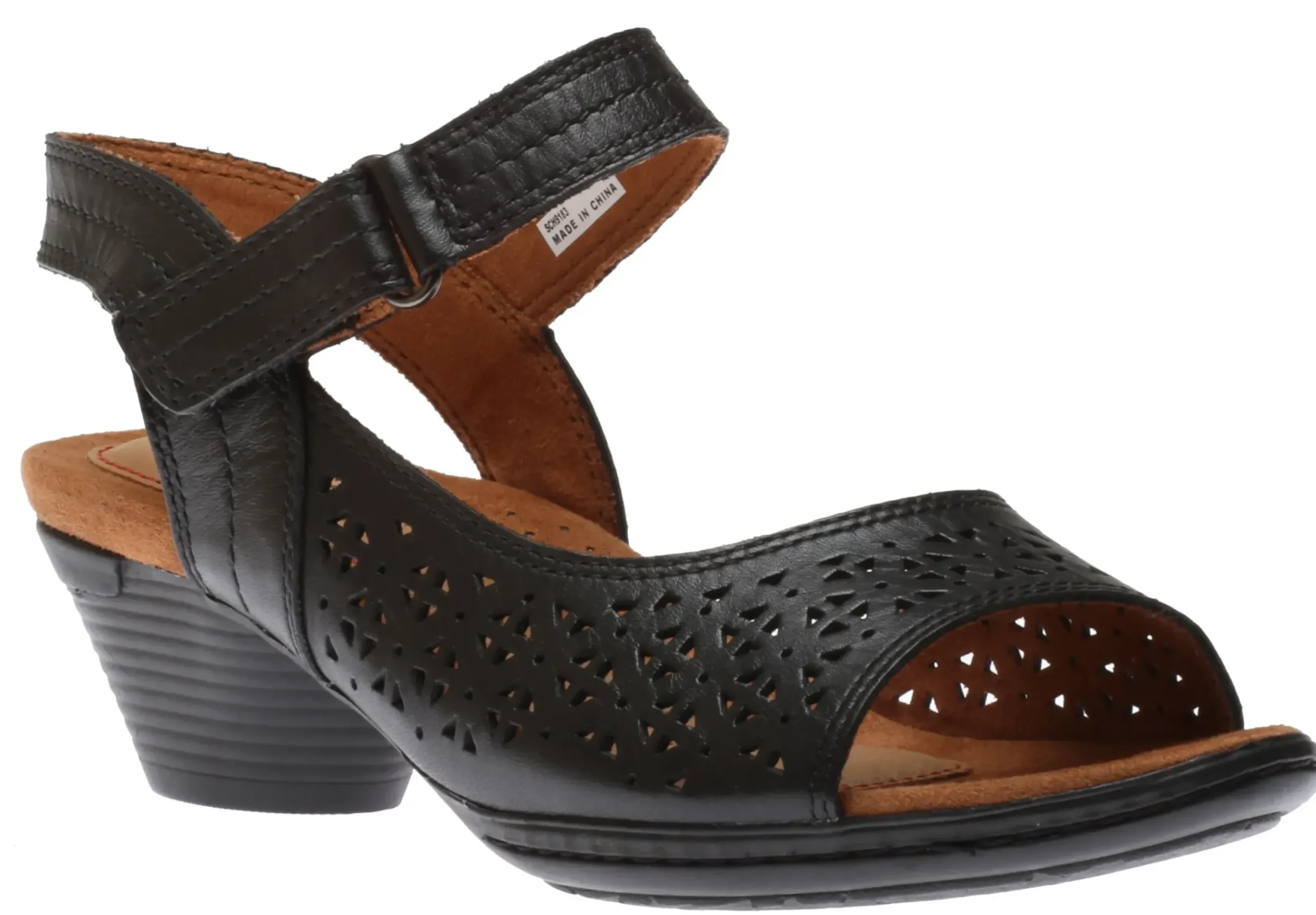 Discount Cobb Hill Laurel Black Perforated Sandal