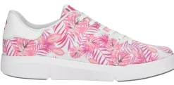 Outlet R EVOLUTION Leinen White Tropical Pink Palm Lace-Up Sneaker