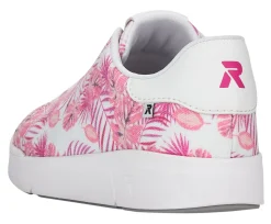 Outlet R EVOLUTION Leinen White Tropical Pink Palm Lace-Up Sneaker