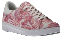 Outlet R EVOLUTION Leinen White Tropical Pink Palm Lace-Up Sneaker