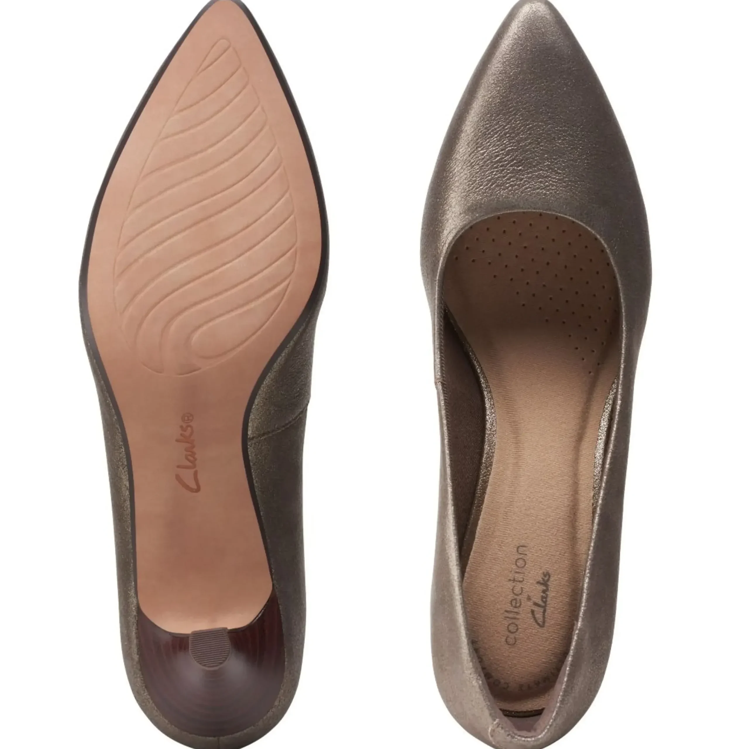 Online Clarks Linvale Jerica Metallic Leather Pump