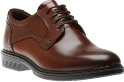 Outlet Ecco Lisbon Cognac Brown Leather Lace-Up Plain Toe Dress Shoe