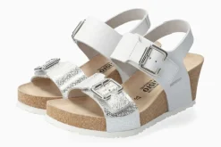 Outlet Mephisto Lissandra White Silver Print Wedge Sandal