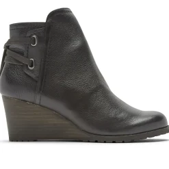 Hot Cobb Hill Lucinda Black Back Tie Ankle Wedge Boot