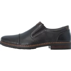 Rieker Lugano Black Leather Cap Toe Slip-On Dress Shoe