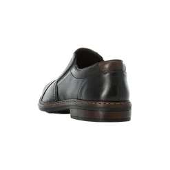 Rieker Lugano Black Leather Cap Toe Slip-On Dress Shoe