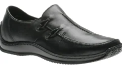 Sale Rieker Lugano Black Leather Elastic Slip-On Shoe