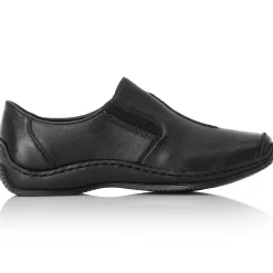 Sale Rieker Lugano Black Leather Elastic Slip-On Shoe