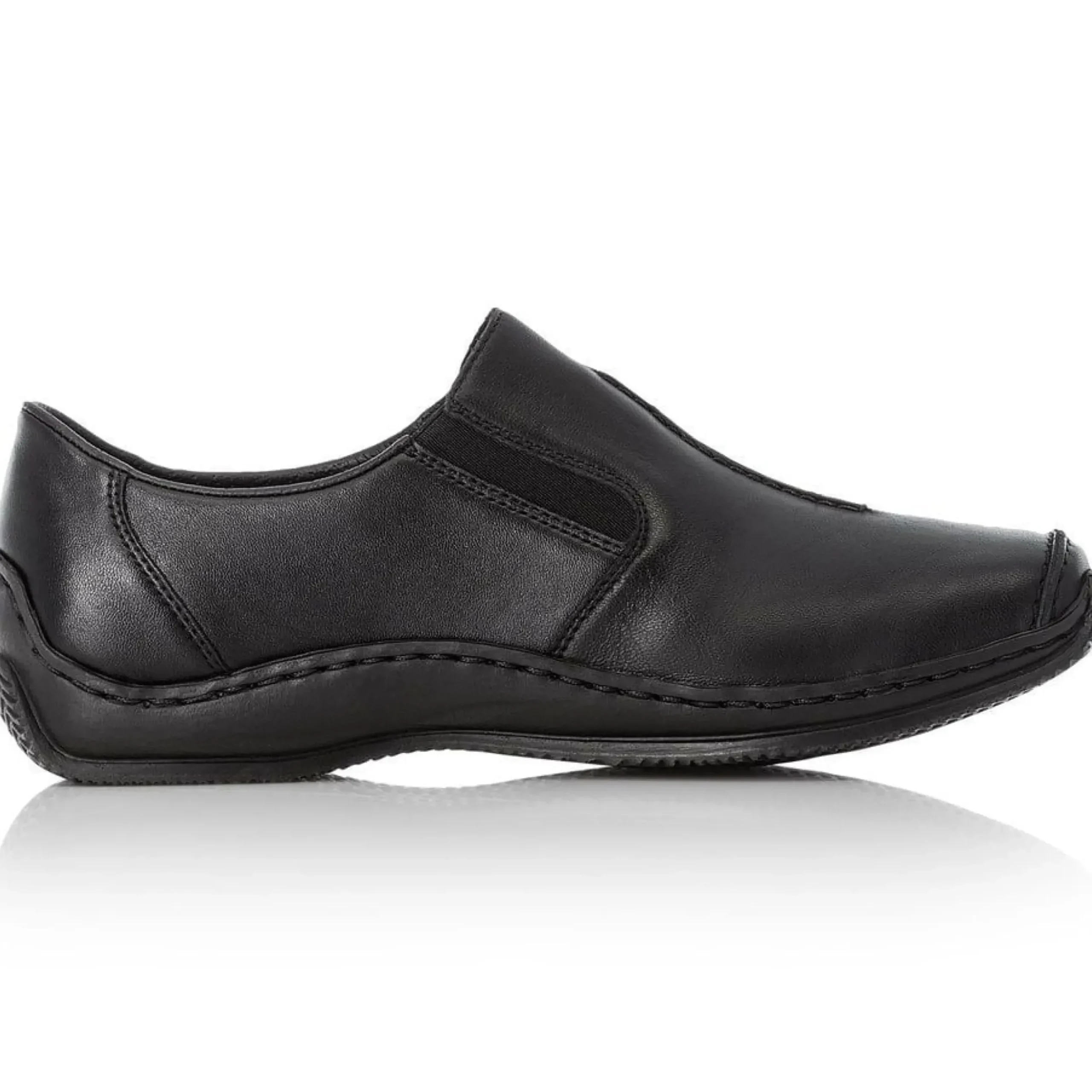 Sale Rieker Lugano Black Leather Elastic Slip-On Shoe