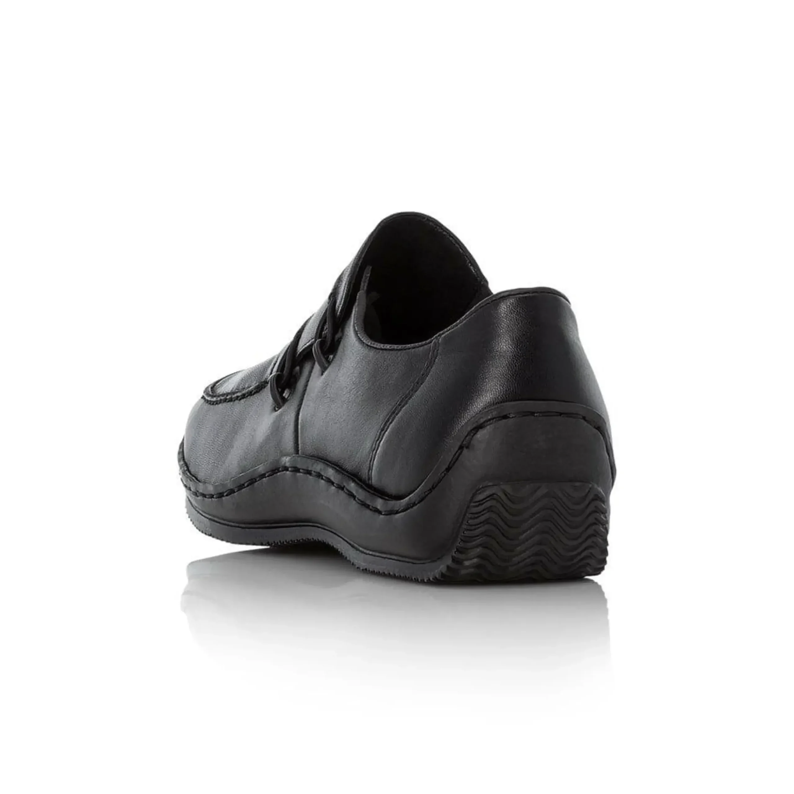Sale Rieker Lugano Black Leather Elastic Slip-On Shoe