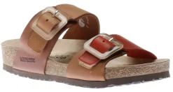 Hot Mephisto Madison Tan Orange Leather Slide Sandal